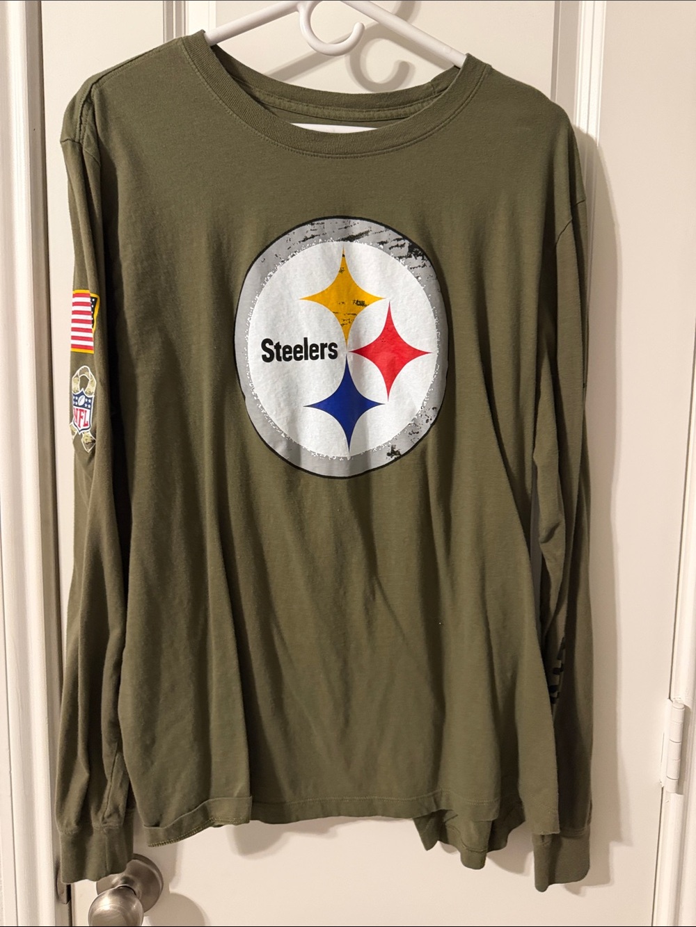 Nike Kids Olive Green Long-Sleeve Steelers Graphic Tee